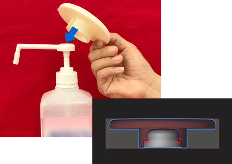 消毒液用タッチレスツールの使用方法（1）